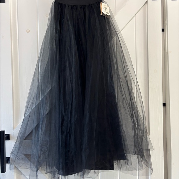 Vintage Gunne Sax Jessica McClintock Black Tulle Maxi Skirt Elastic Waist Size 3 - Picture 3 of 9